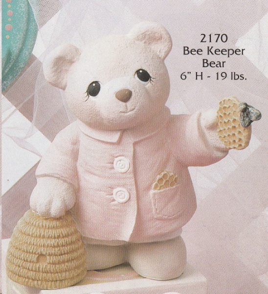 Teddy mit Bienenkorb – 15 cm hoch – Schrühware