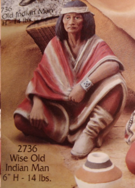 Indianerpaar – sitzend – Wise Old Indians  - je 15 cm hoch - Schrühware