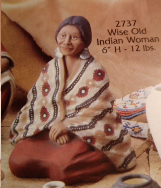 Indianerpaar – sitzend – Wise Old Indians  - je 15 cm hoch - Schrühware