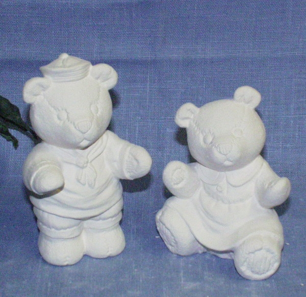 Teddys im 2er-Set - bis 10 cm hoch - Schrühware