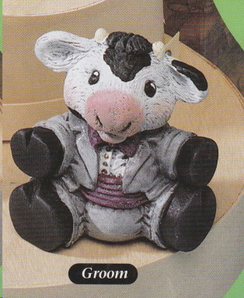 Feiertags-Kuh – Bräutigam – 7,5 cm hoch - Schrühware