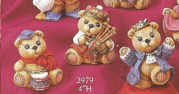 Weihnachtsbären im 3er-Set – Tag 10 bis 12 -  (ohne Basen) – je ca. 10 cm hoch – statt 9,30 EUR – Schrühware