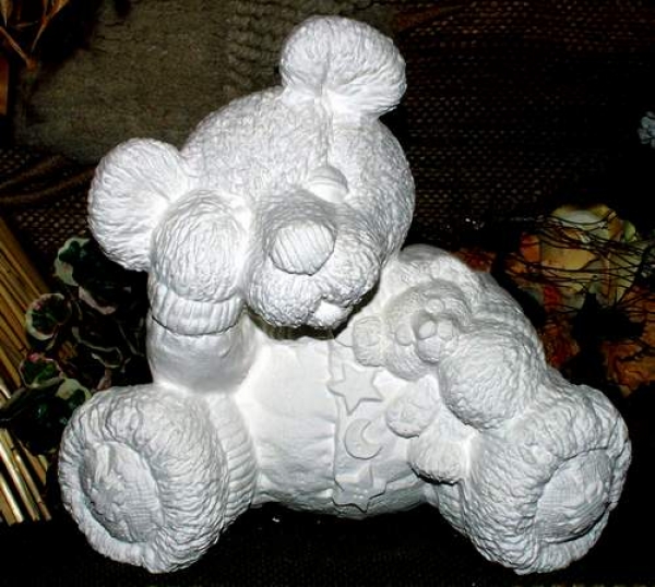 Müder Teddy - 24 cm hoch - Schrühware