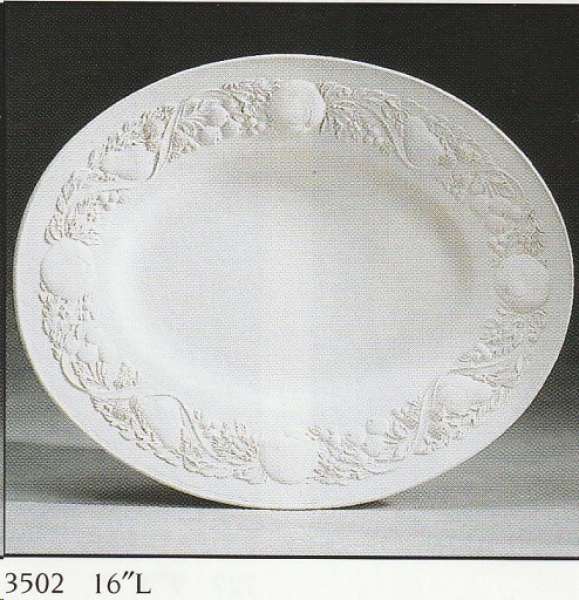 Schale – oval mit Obstmotiv – 40 cm breit – 5 cm hoch - Schrühware – Restbestand