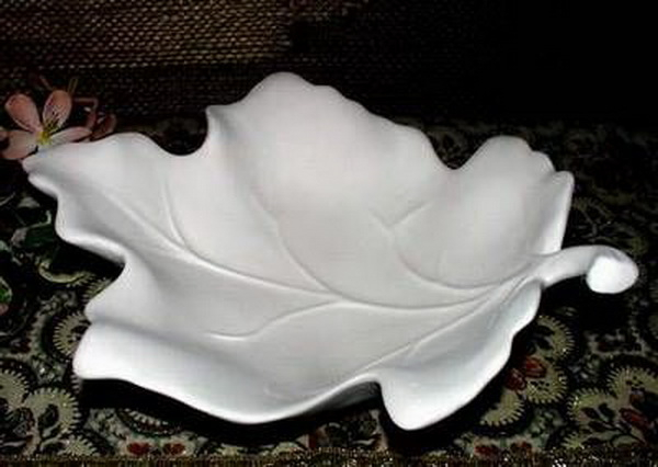 Blattschale - 30 cm lang - Schrühware - Sonderangebot