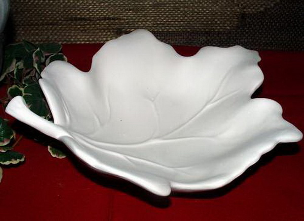 Blattschale - 30 cm lang - Schrühware - Sonderangebot