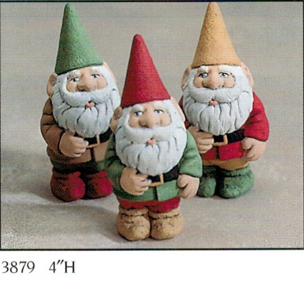 Gnome – Wichtel  im 3er-Set - je 10 cm hoch – Schrühware