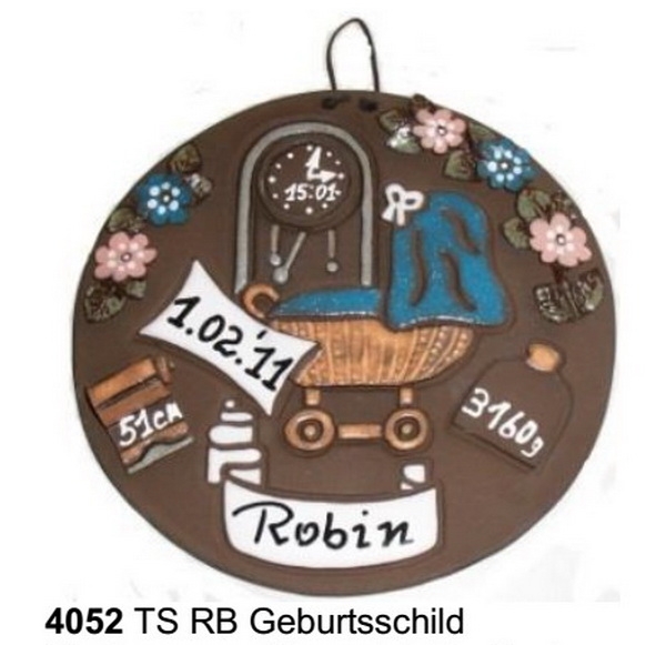 Keramik-Türschild – Rosen – 19 x 12 cm -  Schriftfeld anthrazit – Handarbeit