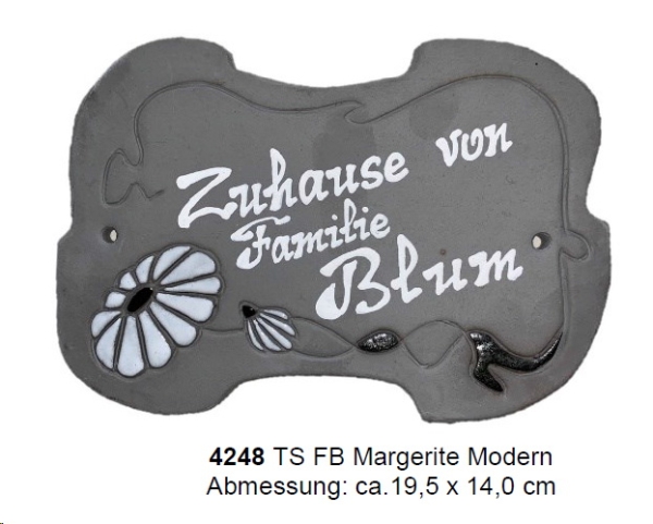 Töpfer-Türschild – Flachbild  - Margarite – 19,5 x 14 cm – modern – aufwändige Handarbeit