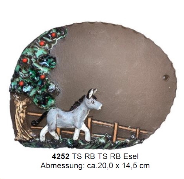 Töpfer-Türschild – Reliefbild – Esel – 20 x 14,5 cm – aufwändige Handarbeit