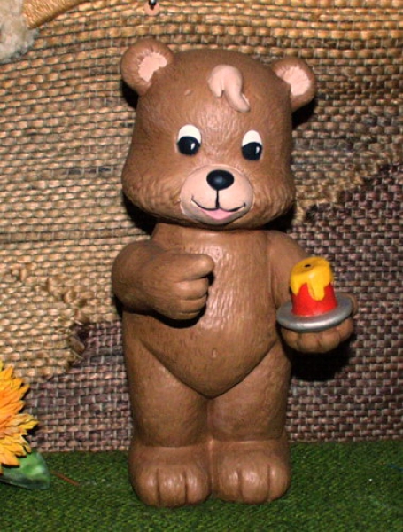 Teddy mit Kerze aus Keramik – Unikat – 22 cm hoch – Handarbeit