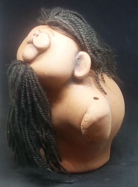 Spardose mit Stopfen - handgetöpfert aus Terrakotta-Ton – Sternzeichen – Wassermann – 16 x 13 cm – Unikat – Sonderpreis