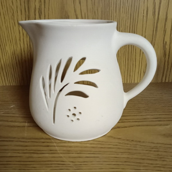 Windlicht – Krug – 12,5 cm hoch – Schrühware – Unikat – Sonderangebot