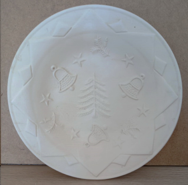 Weihnachtsteller mit Relief – 26 cm  Ø – Schrühware