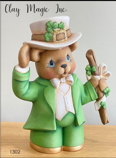 Teddy-Junge - St. Patrick – 25 cm hoch - Schrühware