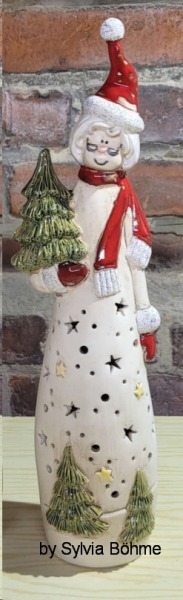 ClayMagic-Gießform - neu – Trees and Stars Mrs. Santa – Mrs Santa mit Bäumen und Sternen – 37,5 x 10,2 cm - USA