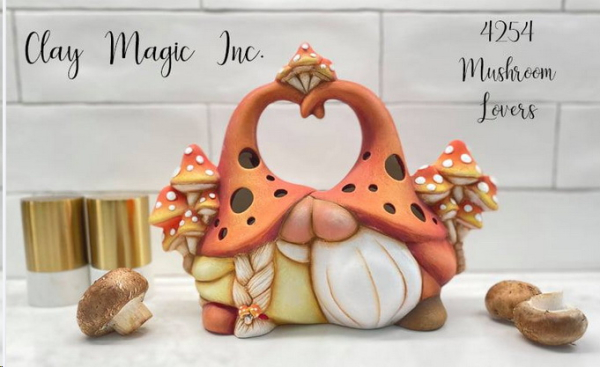 ClayMagic-Gießform - neu – Mushroom Lover Gnomes – Pilz-Wichtel-Liebespaar - 18,4 x 24,8 cm - USA