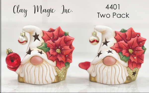 ClayMagic-Gießform - neu – Two Pack Gunner w/Poinsettia – 2er-Set – je 10,8 x 13,3 - USA