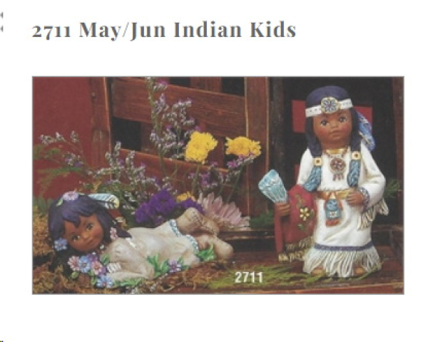 Indianerkinder im 2er-​Set – Mai und Juni – bis 12,5 cm hoch – Schrühware