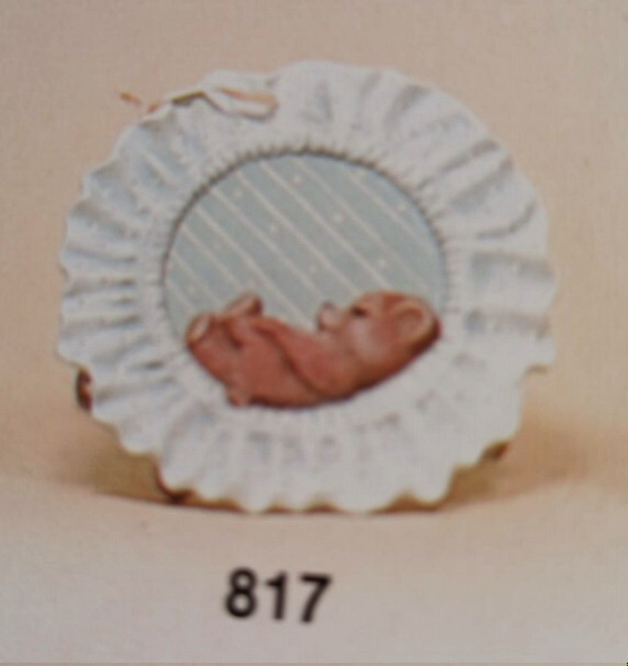 Wandteller mit Rüschen und Teddy – 12 cm Ø – Schrühware