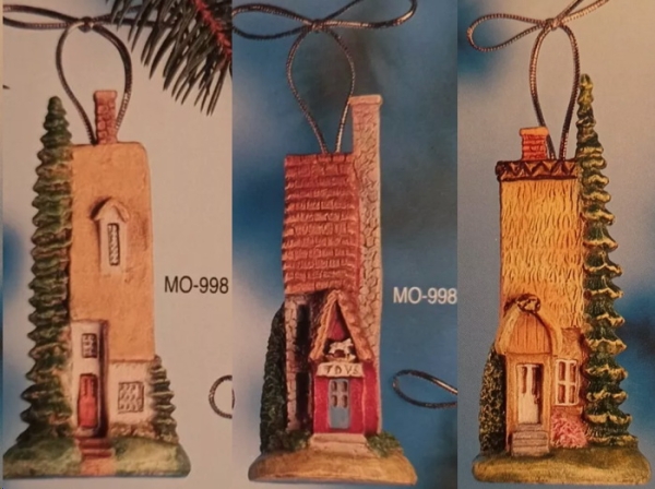 MAYCO–Gießform – neu – Baumschmuck – Hausornamente im 3er-Set – bis 11,5 cm hoch