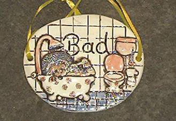 Rohling - Türschild – Bad – 15 cm - mit Bohrlöchern – Schrühware