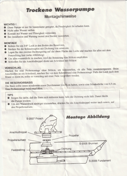Wasserpumpe – trocken – für Zimmerbrunnen etc.  – schwarz - Sonderpreis Wasserpumpe – trocken – für Zimmerbrunnen etc.  – schwarz - Sonderpreis