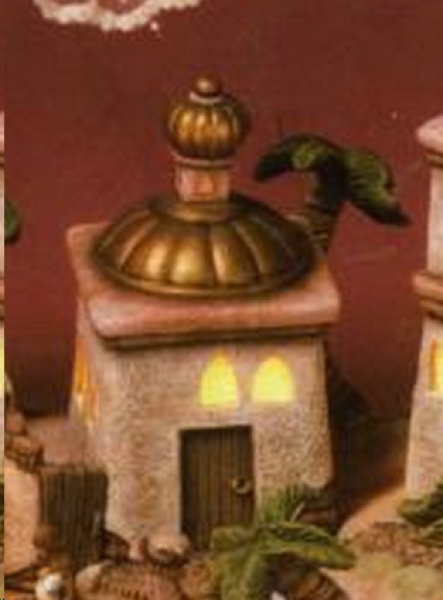 orientalisches Weihnachtsdorf – Haus mit Palme – 15 cm hoch – Schrühware