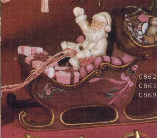 Schlitten komplett mit Santa – 29,5 cm lang – Schrühware