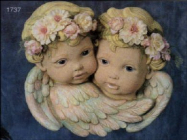 Doppel-Puttenköpfe – 30 cm Durchmesser – Schrühware