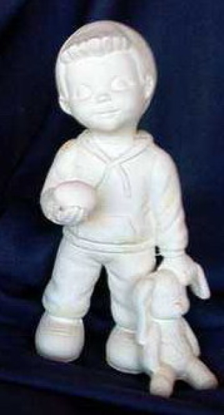 Oster-Junge mit Hase – 16 cm hoch – Schrühware