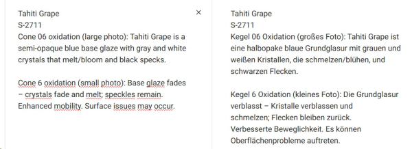S-2711 – Tahiti Grape – MAYCO Jungle Gems ® – Kristallglasur – NONTOXIC – 1.000 bis 1.045 °C - Cone 06 bis Cone 05 – 16oz = 472 ml