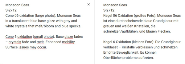 S-2712 – Monsoon Seas – MAYCO Jungle Gems ® – Kristallglasur – NONTOXIC – 1.000 bis 1.045 °C - Cone 06 bis Cone 05 – 16oz = 472 ml