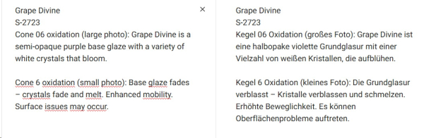 S-2723 – Grape Divine – MAYCO Jungle Gems ® – Kristallglasur – NONTOXIC – 1.000 bis 1.045 °C - Cone 06 bis Cone 05 – 16oz = 472 ml