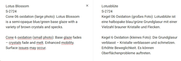 S-​2724 – Lotus Blossom – MAYCO Jungle Gems ® – Kristallglasur – NONTOXIC – 1.000 bis 1.045 °C - Cone 06 bis Cone 05 – 4oz = 118 ml