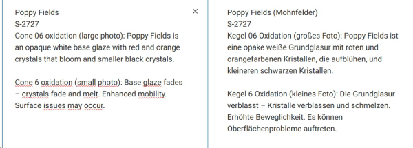S-2727 – Poppy Fields – MAYCO Jungle Gems ® – Kristallglasur – NONTOXIC – 1.000 bis 1.045 °C - Cone 06 bis Cone 05 – 16oz = 472 ml