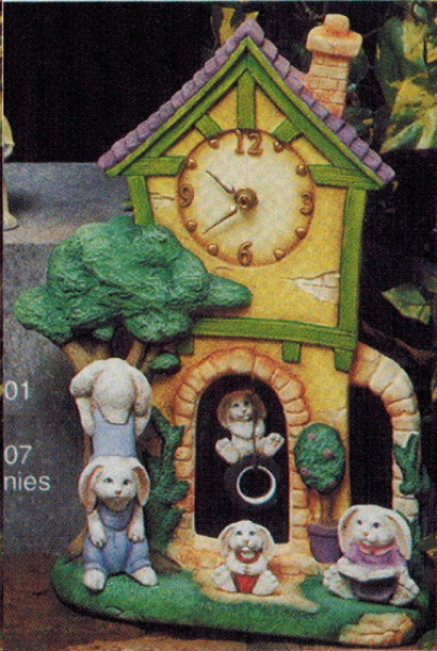 SCIOTO-Gießformen - neu – Uhr mit Hasen – 28 cm hoch – USA