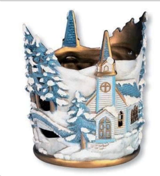 SCIOTO-Gießform - neu – Pflanztopf / Windlicht mit Dorfmotiv – 21,5 cm hoch – USA