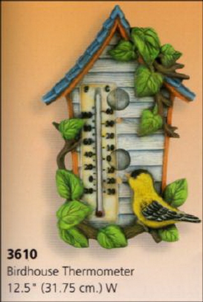 Vogelhaus-Thermometer – 32 cm hoch – Schrühware