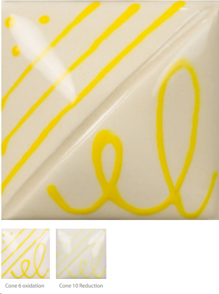 SG-407 – Yellow – MAYCO Designer Liner – NONTOXIC – 1.000 bis 1.305 °C - Cone 06 bis Cone 10 – 1,25 oz = 37 ml
