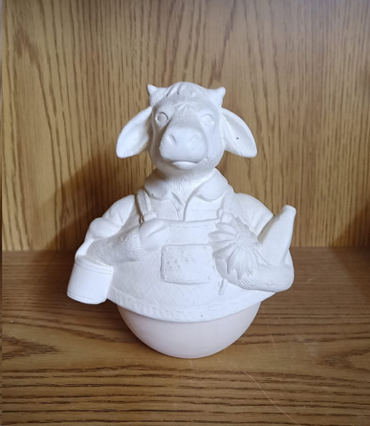 Roly - Poly - Spieluhr -  Kuh - 18 cm hoch - Schrühware