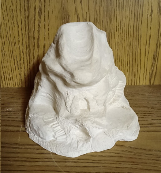 Steinbasis mit Toren, Treppen für Landschaft – 17 x 14 x 13 cm – Schrühware – Unikat – Sonderangebot