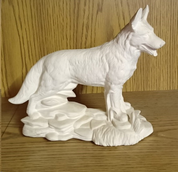 Stehender Hund – Schäferhund – 20 x 17 cm – Schrühware – Restbestand – Sonderangebot