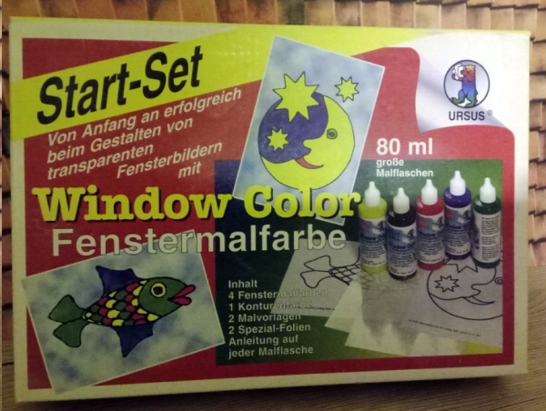 Start-Set – Window Color – 5 Fenstermalfarben je 80 ml – 2 Malvorlagen – 2 Spezial-Folien