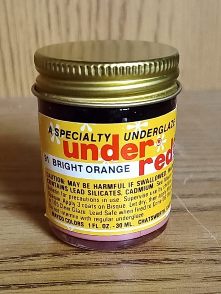 UR-91 – Bright  Orange – under red – Spezielle  MAYCO-Unterglasur - 30 ml – Kegel 06 = 1.015 bis 1.020 °C – bitte unbedingt Beschreibung lesen