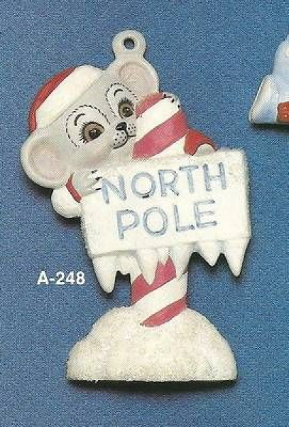 ALBERTAS–Gießform – neu – Maus am Wegweiser – Ornament – Hänger – 9,2 cm – Design auf Vorder-​ und Rückseite
