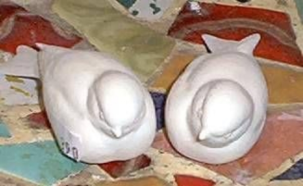 Vögel - Meisen im 2er-Set - je 9 cm – Schrühware