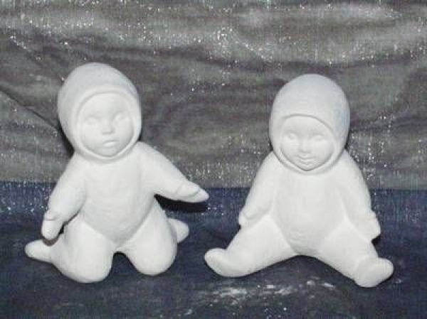 ALBERTAS-​Gießform – neu – Schneebabies – knieend und sitzend im 2er-​Set – bis 6,5 cm hoch - Sonderangebot