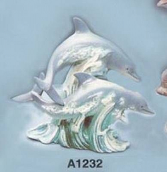 Delfin-Paar 16 und 10 cm hoch - Schrühware