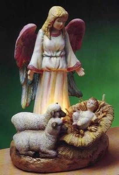 Engel mit Jesuskind zum Beleuchten - 27,5 cm hoch -  Schrühware